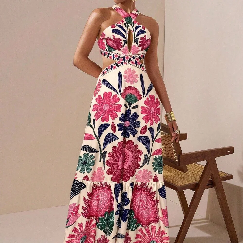 Hot Pink Boho Women's Dress - Picture 6 of 6